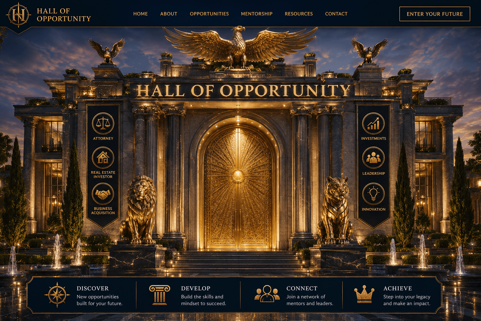Hall of Opportunity mansion entrance